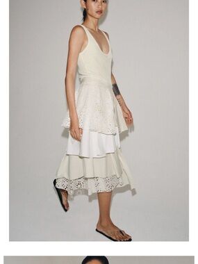 Zara Layered Cream and White Eyelet Midi Skirt-sold out - never been worn